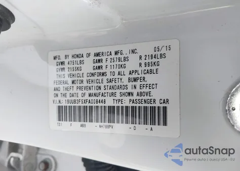 2015 Acura Tlx V6 Tech из США, поврежденный, VIN 19UUB3F5XFA008448